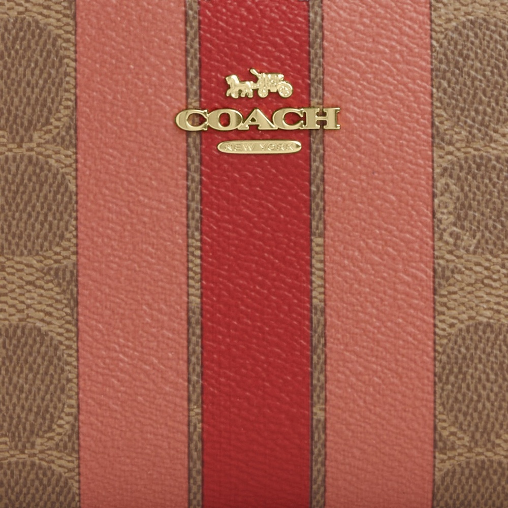 Slim Zip Wallet In Signature Canvas With Stripe